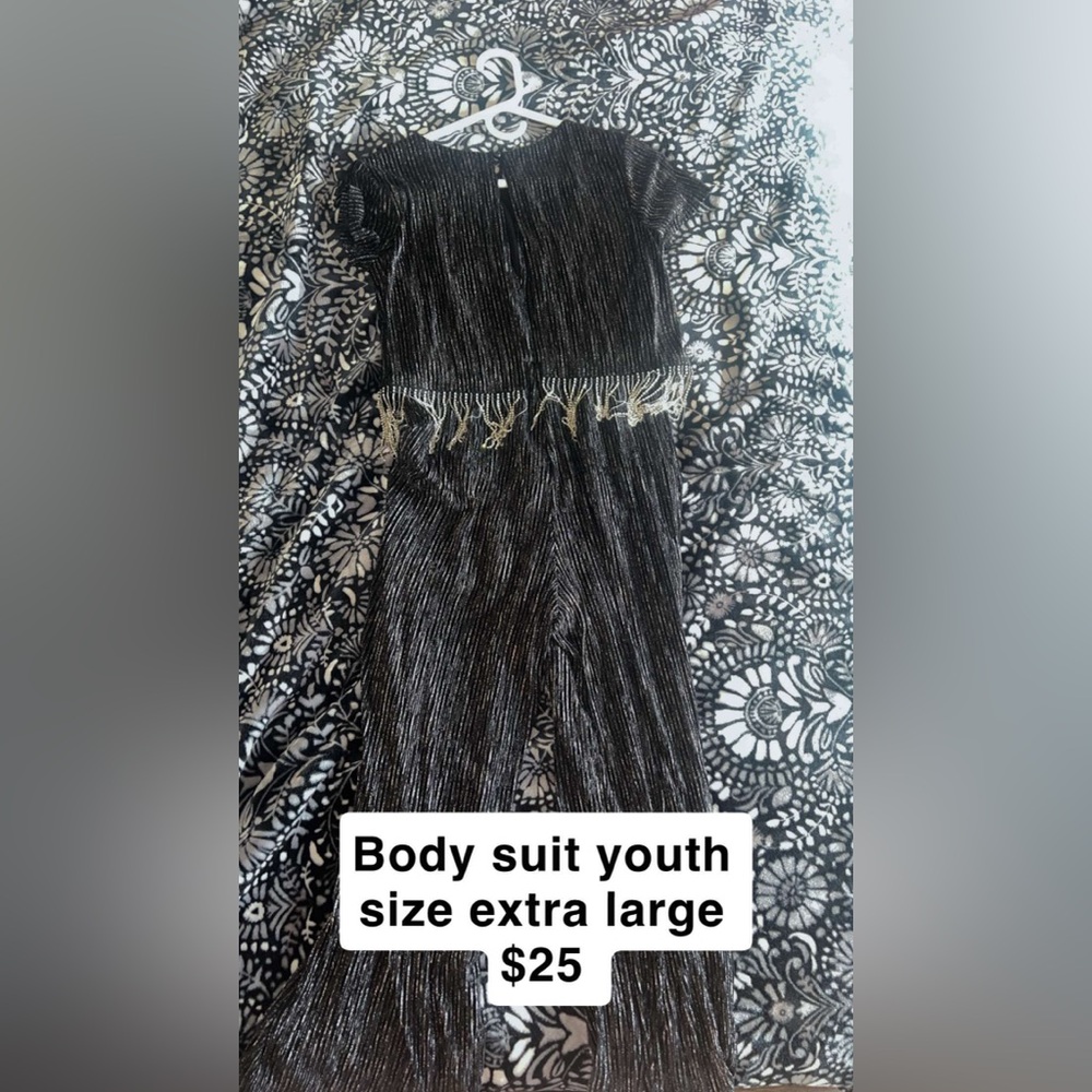 Black and Silver Bodysuit with Fringe